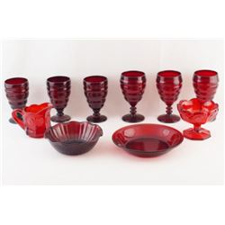 Collection of 10 Ruby water glasses