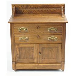 American oak antique washstand with orig. hardware