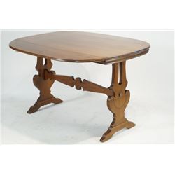 Walnut library table w leaves - oval table