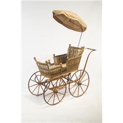 19th cent American wicker baby buggy