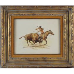 Kelly Stevens (1896-1991) Indian on horseback