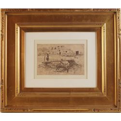 Edward Borein Etching - 9" x 6" in gold frame