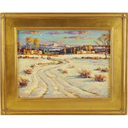 Wayne Morrell 12"x16" oil on canvas "Taos" winter
