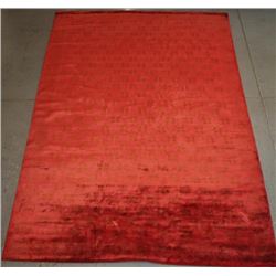 Silk Nepalese handmade rug - Red 8'7"x5'9"