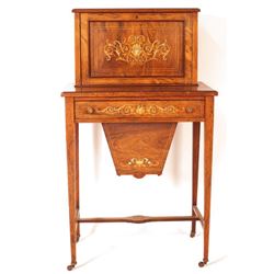 Antique English inlaid sewing & writing desk