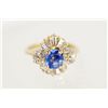 Image 1 : 18kt yellow gold diamond & sapphire ring