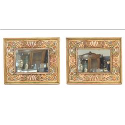 Pair of Spanish 49.5" x 40" carved mirrors