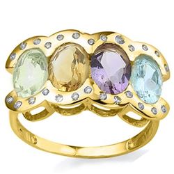 Multi Gemstone & Diamond Ring