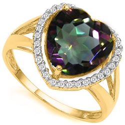 3.32 ct Heart Cut Mystic Topaz & Diamond Ring