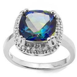 Natural Ocean Mystic & Diamond Ring 4.14 carats