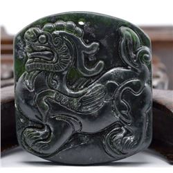 Antique Finely Crafted Jade Lion Pendant