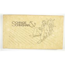 Schrade Scrimshaw Knife and Leather Sheath in Box