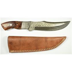10.5 Inch Rare Rain Drop Pattern Genuine Damascus Steel Hunting Knife