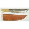 Image 1 : 10.5 Inch Rare Rain Drop Pattern Genuine Top Grade Damascus Steel Hunting Knife