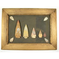 Custom Wood Frame w/ 9 Indian Arrowheads