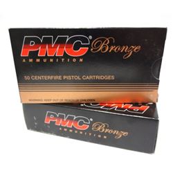 2 Boxes of PMC Bronze. 50 Centerfire Pistol Cartridges per box. 9mm.