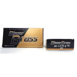 2 Boxes Blazer  Brass 380 Auto 95 gr. FMJ. 50 Cartridges per box.