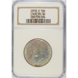 1938-D ARKANSAS COMMEN HALF DOLLAR NGC MS-64
