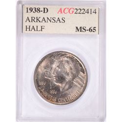 1938-D ARKANSAS COMMEN HALF DOLLAR ACG MS-65