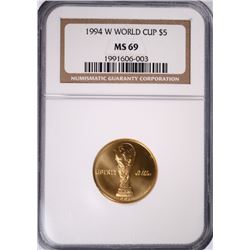 1994-W $5 GOLD COMMEN WORLD CUP NGC MS-69