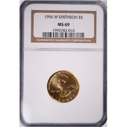1996-W $5 GOLD (SMITHSON) COMMEN NGC MS-69
