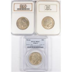 SET OF 1936 P,D,S BOONE COMMEN HALF DOLLAR'S NGC/PCGS MS-65'S