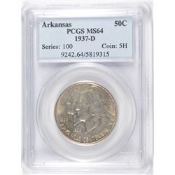 1937-D ARKANSAS COMMEN HALF DOLLAR PCGS MS-64