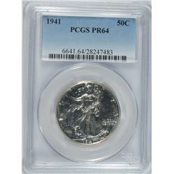 1941 PROOF WALKING LIBERTY HALF DOLLAR PCGS PR-64