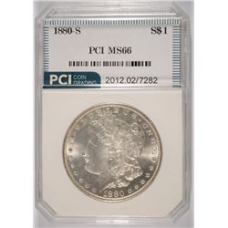 1880-S MORGAN SILVER DOLLAR, PCI MS-66 SUPERB