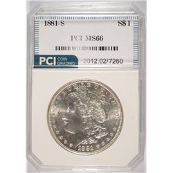 1881-S MORGAN SILVER DOLLAR, PCI MS-66  SUPERB