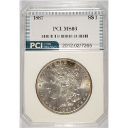 1887 MORGAN SILVER DOLLAR, PCI MS-66 SUPERB