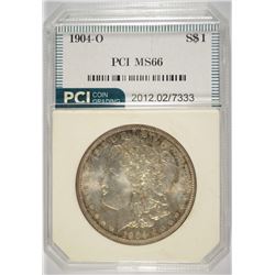 1904-O MORGAN SILVER DOLLAR, PCI MS-66 COLOR!