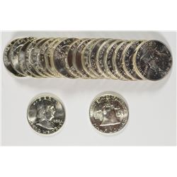 ORIGINAL GEM BU ROLL OF 1958-D FRANKLIN HALF DOLLARS