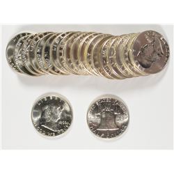 GEM BU ROLL OF FRANKLIN HALF DOLLARS DATED 1957-1963