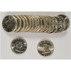 GEM BU ROLL OF FRANKLIN HALF DOLLARS: ( 3 ) 1960 & ( 17 ) 1960-D