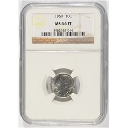 1959 ROOSEVELT DIME, NGC MS-66 FULL TORCH