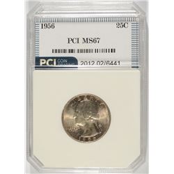 1956 WASHINGTON QUARTER, PCI MS-67 SOME COLOR