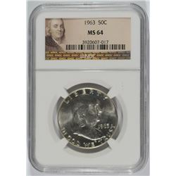 1963 FRANKLIN HALF DOLLAR, NGC MS-64