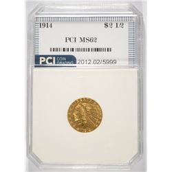 1914 $2.50 INDIAN GOLD,  PCI MS-62