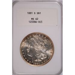1881-S MORGAN DOLLAR NGC MS 62
