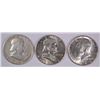Image 1 : (3) SILVER HALF DOLLARS: 2- FRANKLIN 1948D & 1963, KENNEDY 1964
