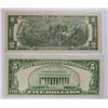 Image 2 : 1938 B $5.00 RED SEAL UNC & 1976 $2 NOTE
