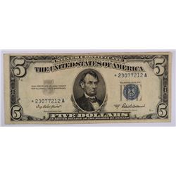 1953A $5.00 STAR NOTE  NICE CIRC.