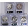 Image 2 : (5) COIN AMERICAN SILVER EAGLE LOT, ALL PCGS MS-69 2002, 2003, 2004, 2006 & 2007