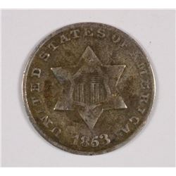 1853 THREE CENT SILVER F/VF