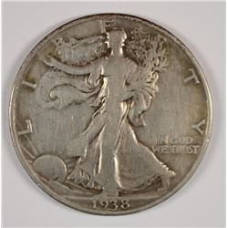 1938-D WALKING LIBERTY HALF DOLLAR F/VF