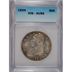 1834 BUST HALF DOLLAR ICG AU-55