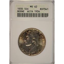 1935/34 BOONE COMMEN HALF DOLLAR ANACS MS-62