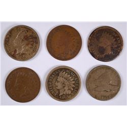 (6) INDIAN HEAD CENT'S (57, 63, 64, 66, 67, 68)