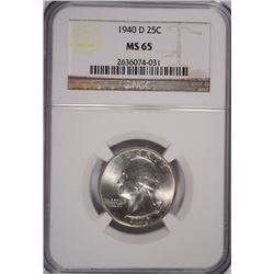 1940-D WASHINGTON QUARTER NGC MS-65